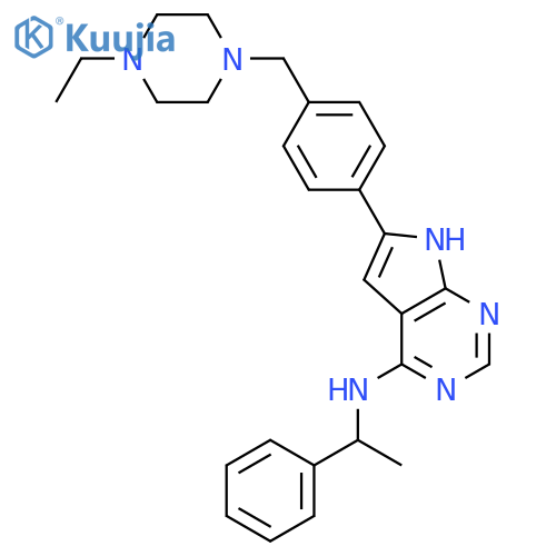 7H-Pyrrolo[2,3-d]pyrimidin-4-amine, 6-[4-[(4-ethyl-1-piperazinyl)methyl]phenyl]-N-[(1S)-1-phenylethyl]- structure