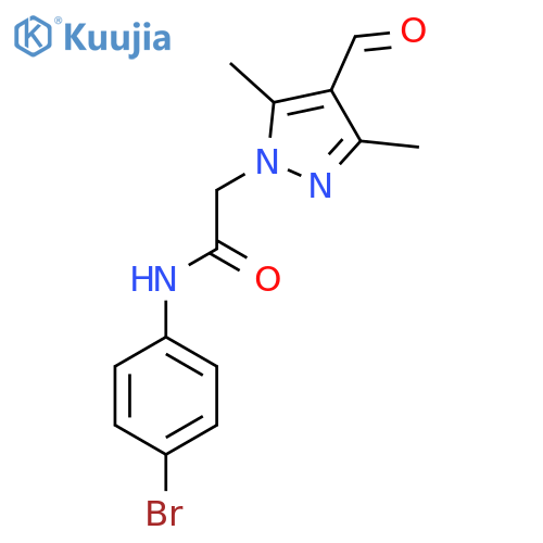 N-(4-bromophenyl)-2-(4-formyl-3,5-dimethyl-1H-pyrazol-1-yl)acetamide structure