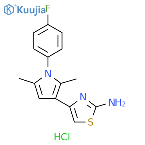 4-[1-(4-fluorophenyl)-2,5-dimethyl-1H-pyrrol-3-yl]-1,3-thiazol-2-amine hydrochloride structure