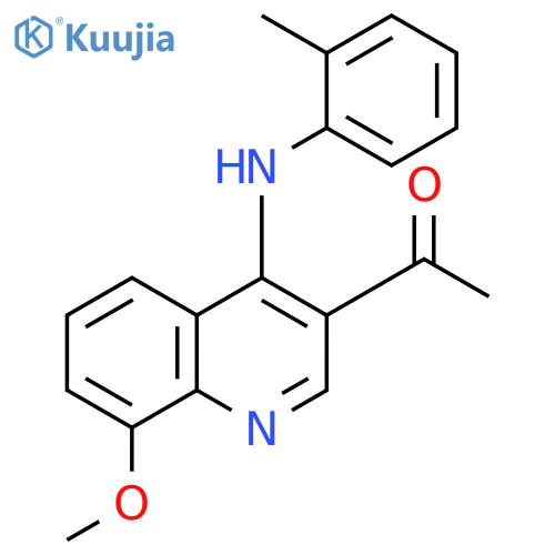 1-[8-methoxy-4-(2-methylanilino)quinolin-3-yl]ethanone structure