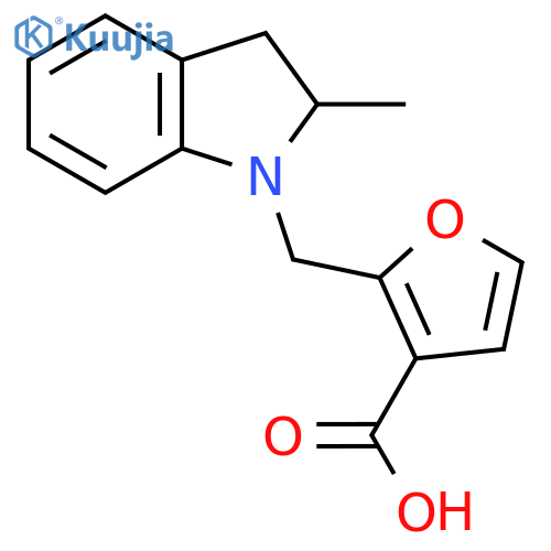 2-(2-Methyl-2,3-dihydro-1H-indol-1-yl)methylfuran-3-carboxylic Acid structure