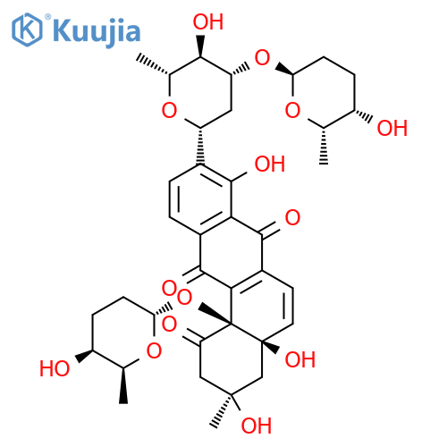 Benz[a]anthracene-1,7,12(2H)-trione,9-[2,6-dideoxy-3-O-[(2S,5S,6S)-tetrahydro-5-hydroxy-6-methyl-2H-pyran-2-yl]-b-D-arabino-hexopyranosyl]-3,4,4a,12b-tetrahydro-3,4a,8-trihydroxy-3-methyl-12b-[[(2S,5S,6S)-tetrahydro-5-hydroxy-6-methyl-2H-pyran-2-yl]oxy]-,(3R,4aR,12bS)- structure