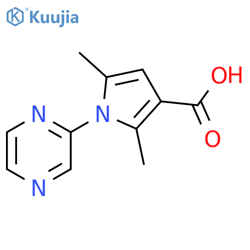 2,5-dimethyl-1-(pyrazin-2-yl)-1H-pyrrole-3-carboxylic acid structure