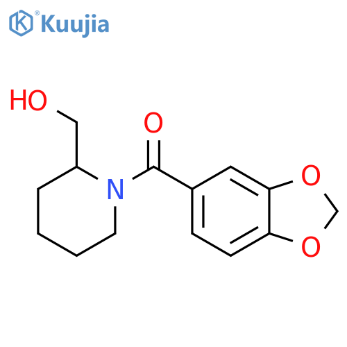 Benzo[d][1,3]dioxol-5-yl(2-(hydroxymethyl)piperidin-1-yl)methanone structure