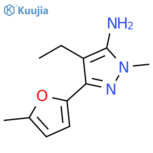 4-ethyl-1-methyl-3-(5-methylfuran-2-yl)-1H-pyrazol-5-amine structure