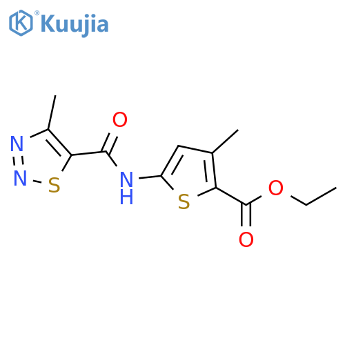 ethyl 3-methyl-5-(4-methyl-1,2,3-thiadiazole-5-amido)thiophene-2-carboxylate structure