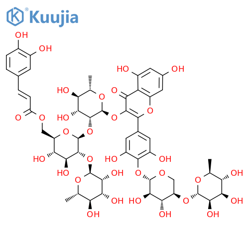 4H-1-Benzopyran-4-one, 2-[4-[[4-O-(6-deoxy-α-L-mannopyranosyl)-β-D-xylopyranosyl]oxy]-3,5-dihydroxyphenyl]-3-[[O-β-D-glucopyranosyl-(1→2)-O-6-O-[(2E)-3-(3,4-dihydroxyphenyl)-1-oxo-2-propen-1-yl]-β-D-glucopyranosyl-(1→2)-6-deoxy-α-L-mannopyranosyl]oxy]-5,7-dihydroxy- structure