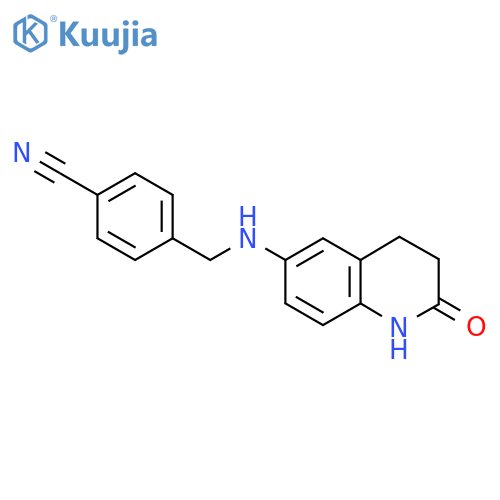 4-{(2-oxo-1,2,3,4-tetrahydroquinolin-6-yl)aminomethyl}benzonitrile structure