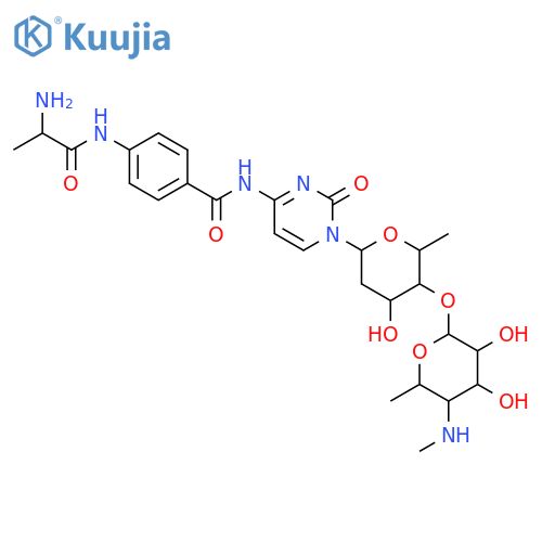 Benzamide,4-[[(2R)-2-amino-1-oxopropyl]amino]-N-[1-[2,6-dideoxy-4-O-[4,6-dideoxy-4-(methylamino)-a-D-glucopyranosyl]-b-D-arabino-hexopyranosyl]-1,2-dihydro-2-oxo-4-pyrimidinyl]-(9CI) structure