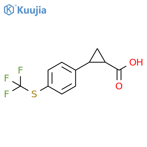 2-{4-(trifluoromethyl)sulfanylphenyl}cyclopropane-1-carboxylic acid structure