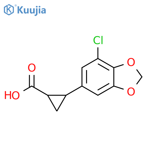 2-(7-chloro-1,3-dioxaindan-5-yl)cyclopropane-1-carboxylic acid structure