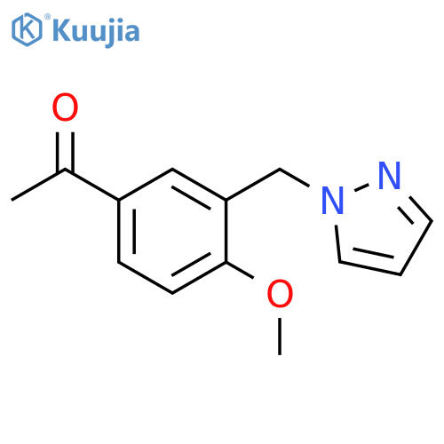 1-4-Methoxy-3-(1H-pyrazol-1-ylmethyl)phenylethan-1-one structure
