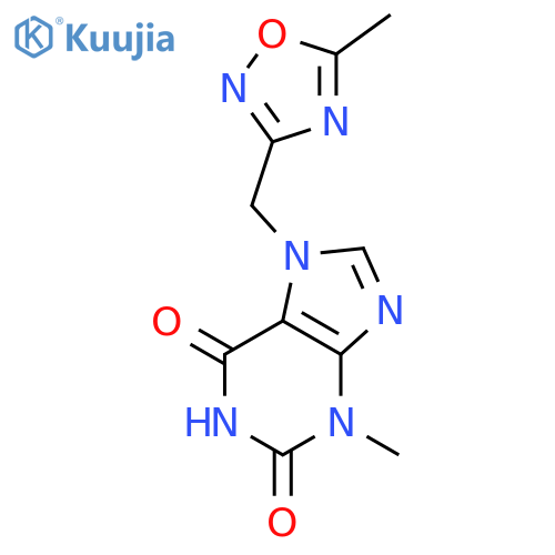 1H-Purine-2,6-dione,3,7-dihydro-3-methyl-7-[(5-methyl-1,2,4-oxadiazol-3-yl)methyl]- structure