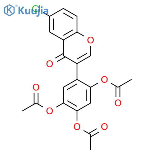 4H-1-Benzopyran-4-one, 6-chloro-3-[2,4,5-tris(acetyloxy)phenyl]- structure
