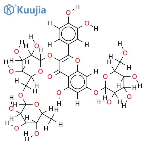 3-O-[alpha-L-rhamnopyranosyl-(1->6)-beta-D-glucopyranosyl]-7-O-(beta-D-glucopyranosyl)-quercetin structure