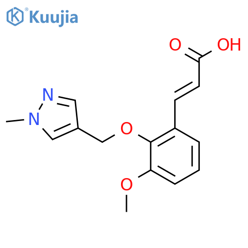 3-{3-methoxy-2-(1-methyl-1H-pyrazol-4-yl)methoxyphenyl}prop-2-enoic acid structure