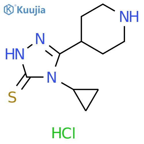 4-cyclopropyl-5-(piperidin-4-yl)-4H-1,2,4-triazole-3-thiol hydrochloride structure