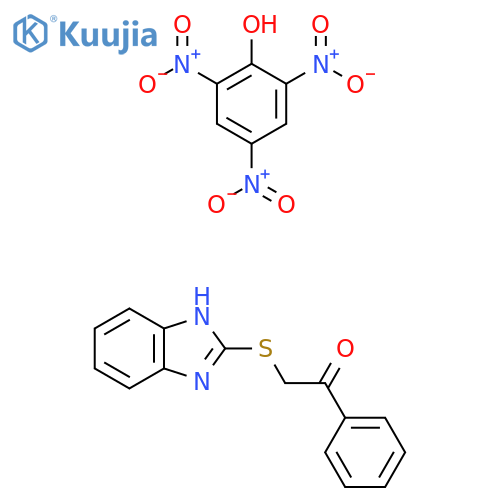 2,4,6-trinitrophenol; 2-(1H-1,3-benzodiazol-2-ylsulfanyl)-1-phenylethan-1-one structure