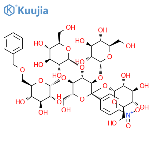 a-D-Glucopyranoside, 4-nitrophenylO-6-O-(phenylmethyl)-a-D-glucopyranosyl-(1&reg;4)-O-a-D-glucopyranosyl-(1&reg;4)-O-a-D-glucopyranosyl-(1&reg;4)-O-a-D-glucopyranosyl-(1&reg;4)- structure