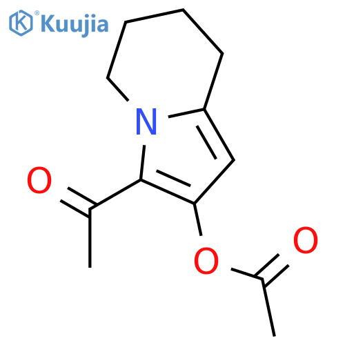 1-[2-(acetyloxy)-5,6,7,8-tetrahydro-3-indolizinyl]-Ethanone structure