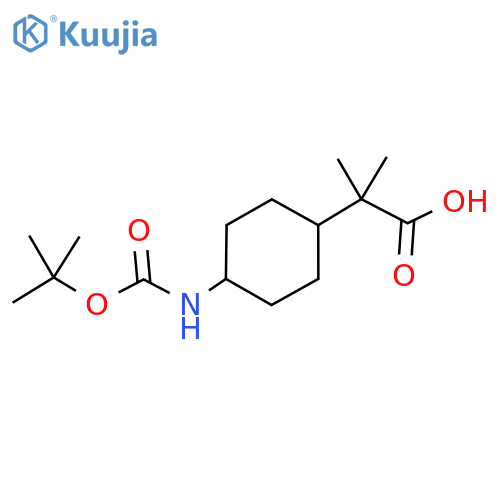 2-(4-{(tert-butoxy)carbonylamino}cyclohexyl)-2-methylpropanoic acid structure