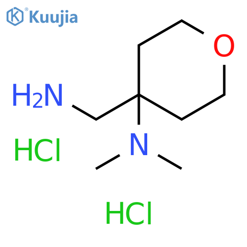 4-(aminomethyl)-N,N-dimethyl-tetrahydropyran-4-amine;dihydrochloride structure