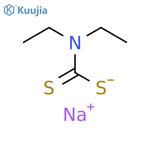 Carbamodithioic acid, N,N-diethyl-, ion(1-), sodium (1:1) structure