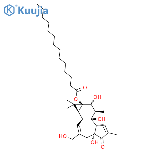 Tetradecanoic acid,(1aR,1bS,4aR,7aS,7bS,8R,9R,9aS)-1,1a,1b,4,4a,5,7a,7b,8,9-decahydro-4a,7b,9-trihydroxy-3-(hydroxymethyl)-1,1,6,8-tetramethyl-5-oxo-9aH-cyclopropa[3,4]benz[1,2-e]azulen-9a-ylester structure