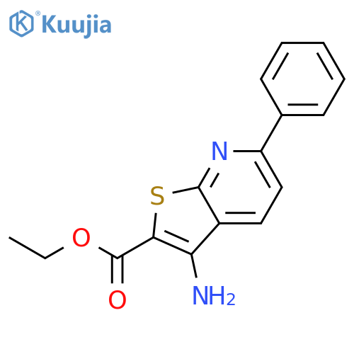 Thieno[2,3-b]pyridine-2-carboxylic acid, 3-amino-6-phenyl-, ethyl ester structure