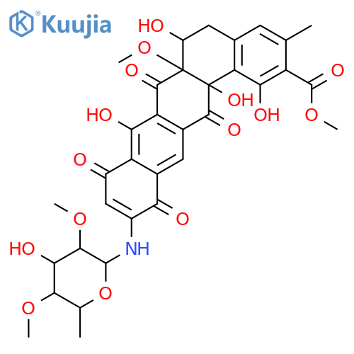 Benzo[a]naphthacene-2-carboxylicacid, 11-[(6-deoxy-2,4-di-O-methyl-a-L-mannopyranosyl)amino]-5,6,6a,7,9,12,14,14a-octahydro-1,6,8,14a-tetrahydroxy-6a-methoxy-3-methyl-7,9,12,14-tetraoxo-,methyl ester, (6a,6ab,14ab)- (9CI) structure