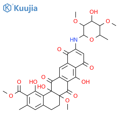 Benzo[a]naphthacene-2-carboxylicacid, 11-[(6-deoxy-2,4-di-O-methyl-a-L-mannopyranosyl)amino]-5,6,6a,7,9,12,14,14a-octahydro-1,8,14a-trihydroxy-6a-methoxy-3-methyl-7,9,12,14-tetraoxo-,methyl ester, (6aa,14aa)- (9CI) structure