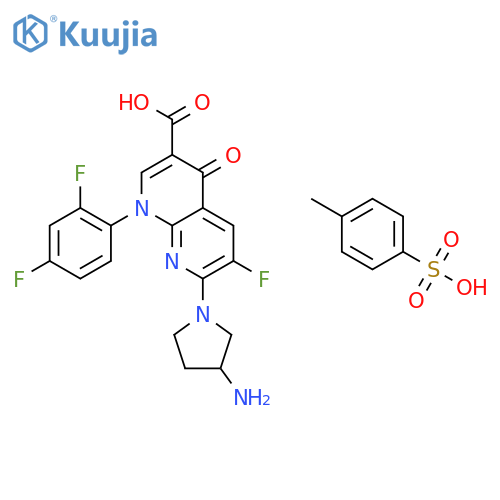 Tosufloxacin toluenesulfonate hydrate structure