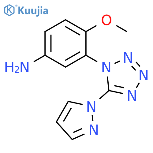 3-(5-(1H-pyrazol-1-yl)-1H-tetrazol-1-yl)-4-methoxyaniline structure