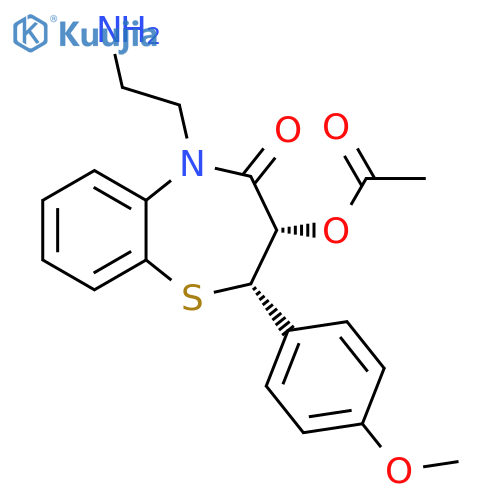 1,5-Benzothiazepin-4(5H)-one, 3-(acetyloxy)-5-(2-aminoethyl)-2,3-dihydro-2-(4-methoxyphenyl)-, (2S,3S)- structure