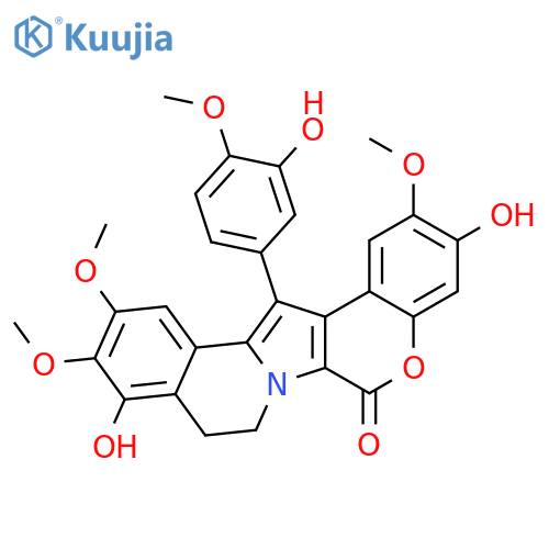 6H-[1]Benzopyrano[4',3':4,5]pyrrolo[2,1-a]isoquinolin-6-one,8,9-dihydro-3,10-dihydroxy-14-(3-hydroxy-4-methoxyphenyl)-2,11,12-trimethoxy- structure