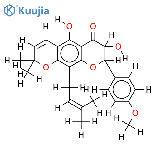 3,5-dihydroxy-4'-methoxy-6'',6''-dimethylpyrano(2'',3'':7,6)-8-(3''',3'''-dimethylallyl)flavanone structure