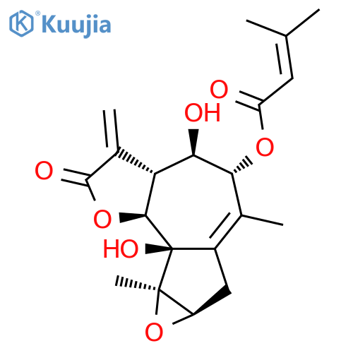 2-Butenoic acid,3-methyl-,2,3,3a,4,5,7,7a,8a,8b,8c-decahydro-4,8b-dihydroxy-6,8a-dimethyl-3-methylene-2-oxooxireno[2,3]azuleno[4,5-b]furan-5-ylester, [3aR-(3aa,4a,5b,7ab,8ab,8ba,8cb)]- (9CI) structure