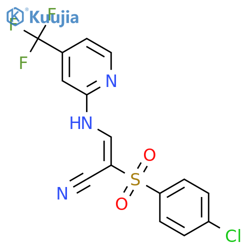 (E)-2-(4-Chlorophenyl)sulfonyl-3-[[4-(trifluoromethyl)pyridin-2-yl]amino]prop-2-enenitrile structure