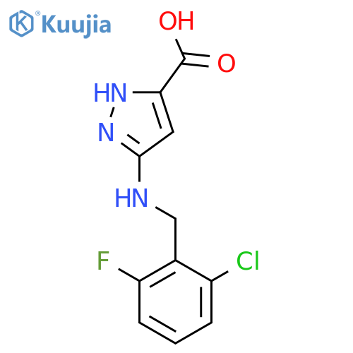 3-[(2-chloro-6-fluorobenzyl)amino]-1H-pyrazole-5-carboxylic acid structure