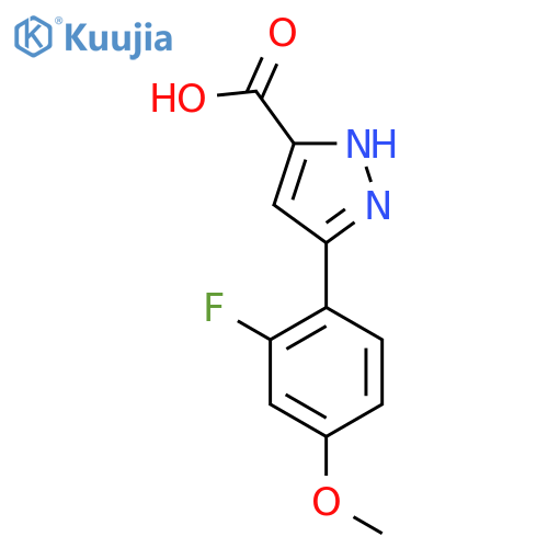 5-(2-fluoro-4-methoxyphenyl)-1H-pyrazole-3-carboxylic acid structure