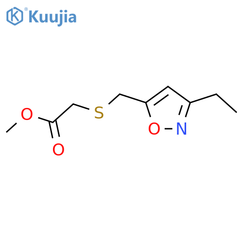 methyl 2-{(3-ethyl-1,2-oxazol-5-yl)methylsulfanyl}acetate structure