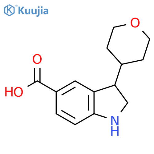 3-(Tetrahydro-2H-pyran-4-yl)indoline-5-carboxylic Acid structure