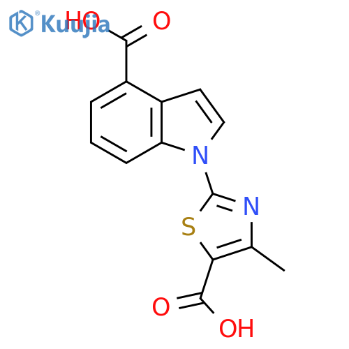 1-(5-Carboxy-4-methyl-1,3-thiazol-2-YL)-1H-indole-4-carboxylic acid structure