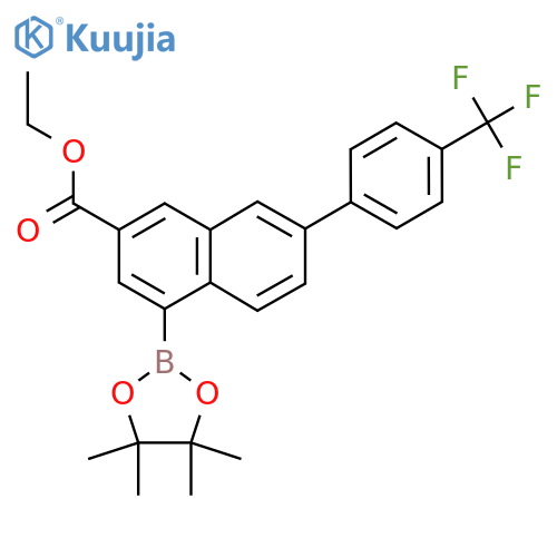 Ethyl 4-(4,4,5,5-tetramethyl-1,3,2-dioxaborolan-2-YL)-7-(4-(trifluoromethyl)phenyl)-2-naphthoate structure