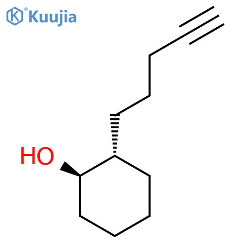 rac-(1R,2S)-2-(pent-4-yn-1-yl)cyclohexan-1-ol structure