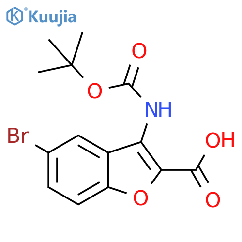 5-Bromo-3-(tert-butoxycarbonyl)amino-1-benzofuran-2-carboxylic acid structure