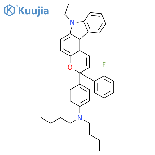 N,N-Dibutyl-4-(7-ethyl-3-(2-fluorophenyl)-3,7-dihydropyrano2,3-ccarbazol-3-yl)benzenamine structure