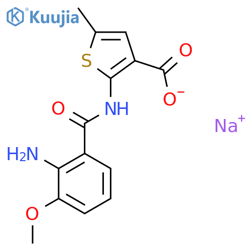 Sodium 2-(2-amino-3-methoxybenzamido)-5-methylthiophene-3-carboxylate structure