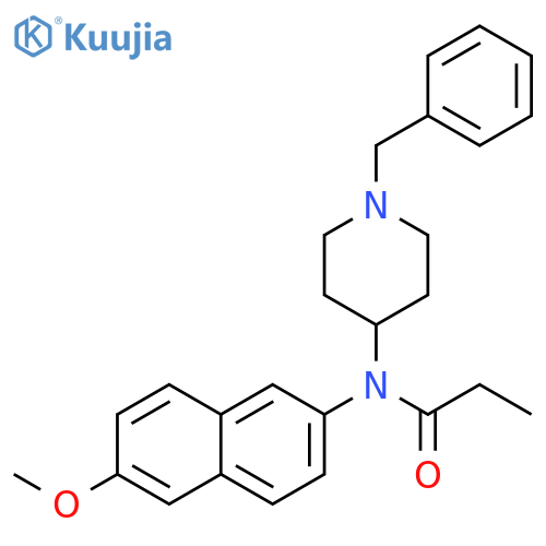 N-(1-benzyl-piperidin-4-yl)-N-(6-methoxy-naphthalen-2-yl)-propionamide structure