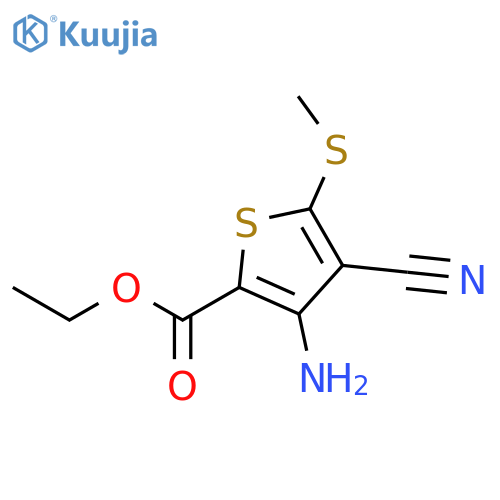 Ethyl 3-amino-4-cyano-5-(methylthio)thiophene-2-carboxylate structure